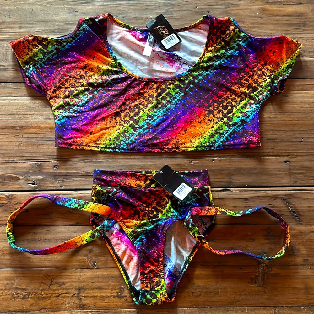 Foreplay paint rainbow crop and panty